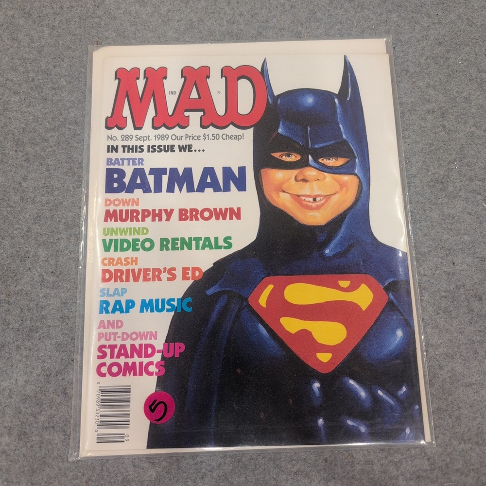 MAD Magazine No 289 Sept 1989 Batman Alfred E Neuman Murphy Brown Rap Music Fine